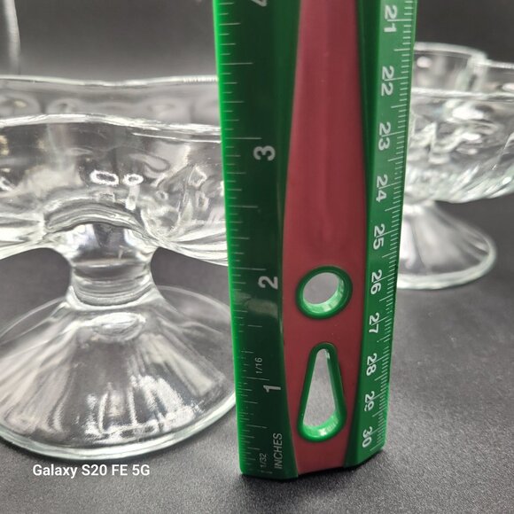 Vintage Pair of Libbey Ribbed Double Scoop Dessert Ice Cream Pedestal Bowls - Picture 8 of 10